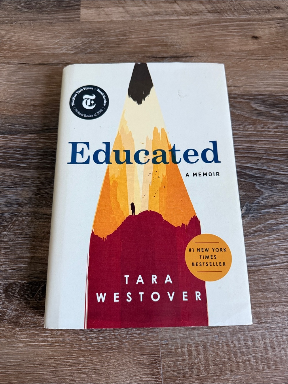 Educated by Tara Westover - White Cover with Red and Orange Artwork